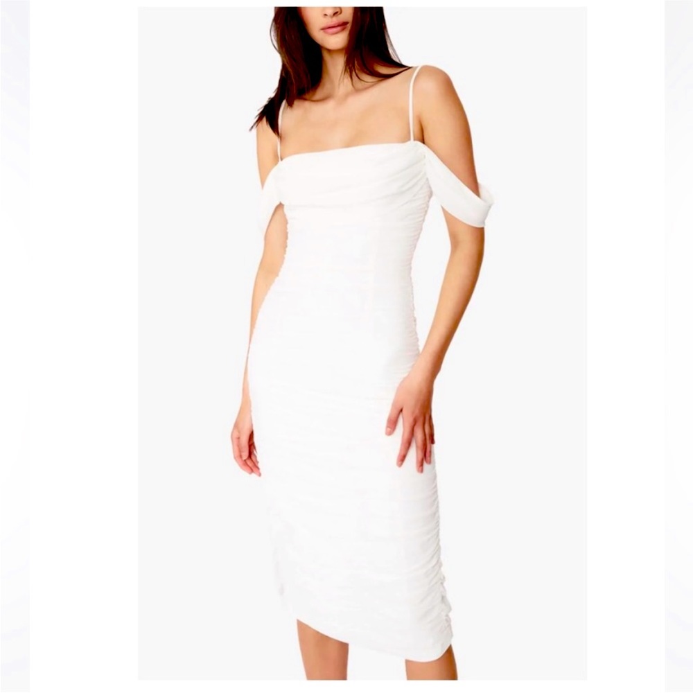 Bardot Ivory Ruched Dress Size S